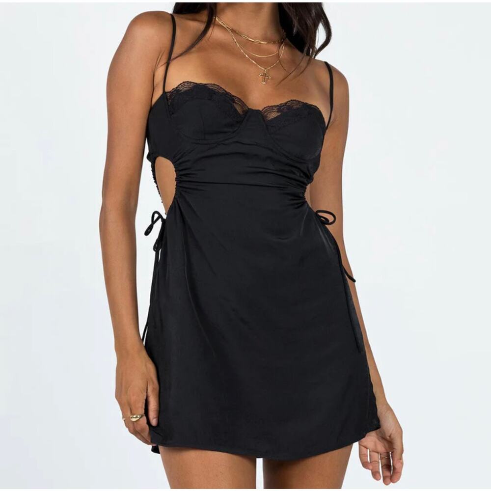 Black Cutout Side Sleeveless Mini Dress